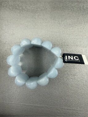 INC International Concepts Pale Blue Heart Bead Stretch Bracelet